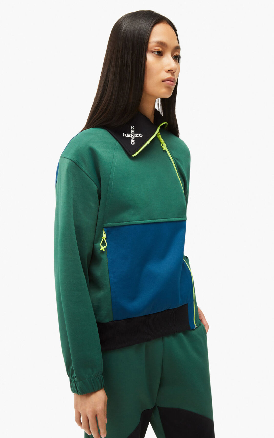 Kenzo Sport Zip Sudadera Mujer Verde Oscuro | 8564901-IT